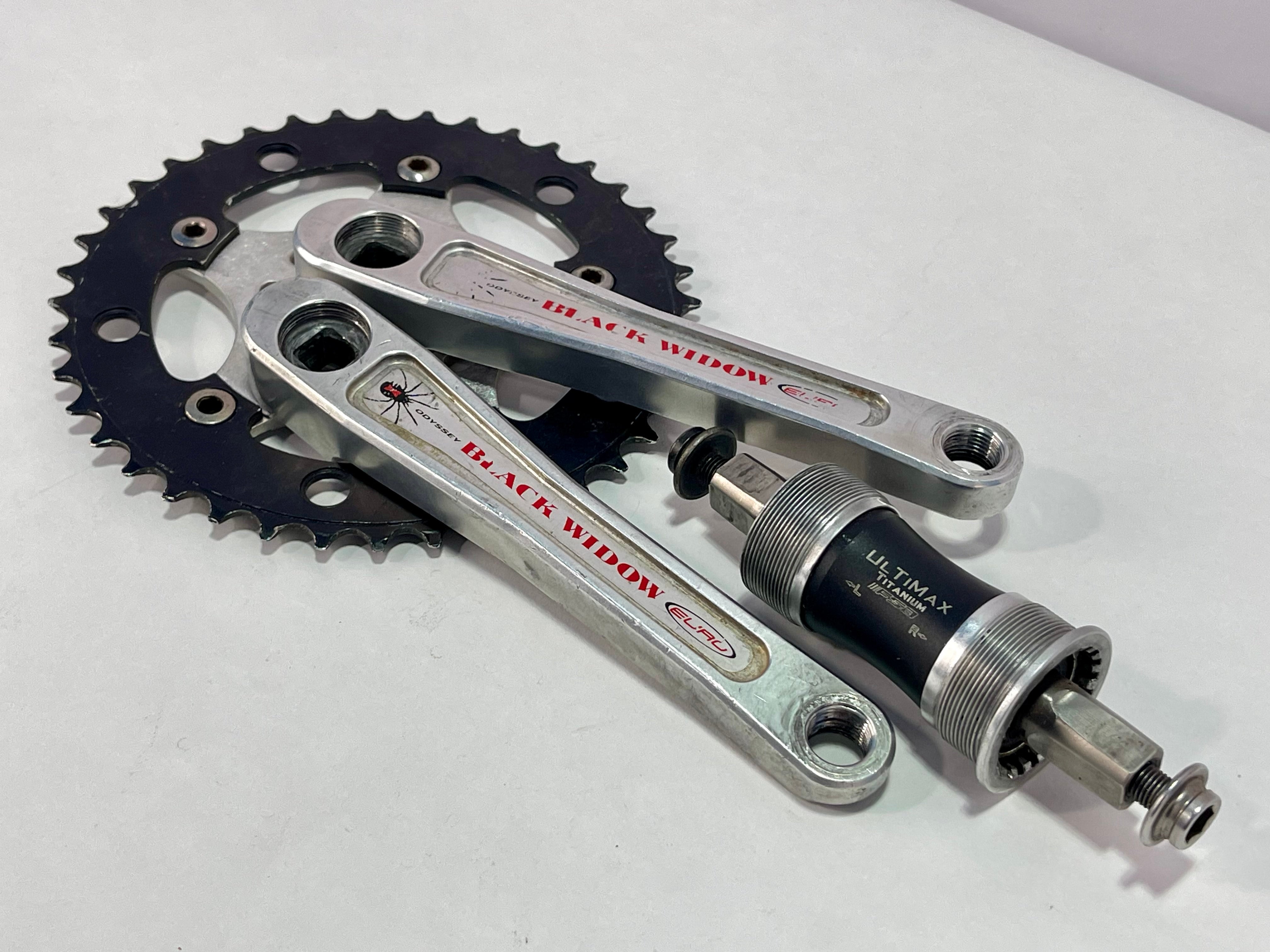 貴重 bmx クランク Odyssey black widow ビンテージ NOS Odyssey Black Widow BMX crank set 180mm For Sale